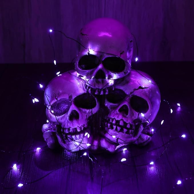 Joomer Purple Halloween Solar String Lights - 2 Pack Total 80FT 240LED | Solar Fairy Lights, Waterproof Outdoor Twinkle Lights with 8 Modes for Garden, Porch, Trees, Halloween Decor (Black Wire)