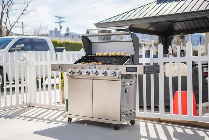 Monument Grills Denali Series, 6-Burner Convertible Natural Gas Smart bbq Grill Stainless Steel Denali 605 with Smoke Box (Without Conversion Kit)