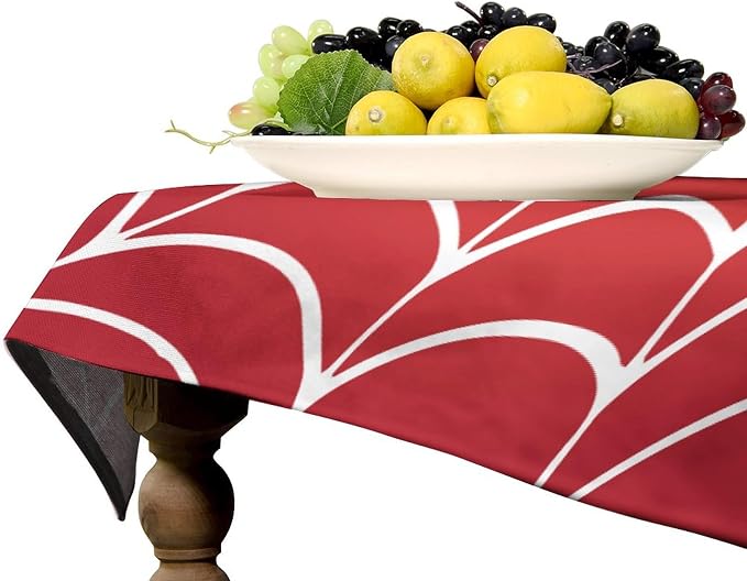 Spider Web Hero Tablecloth, White Spiderweb Red Cobweb Water Resistant Wipeable Table Cover for Picnic Party Holiday Kitchen Dinner Table 55"x75"