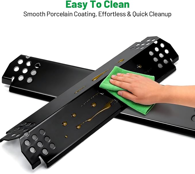 14.6" L Grill Heat Plates 4 Pack, Porcelain Steel Gas BBQ Grill Burner Covers, Heat Shields Flame Tamers Replacement Parts for Nexgrill Outdoor Grills
