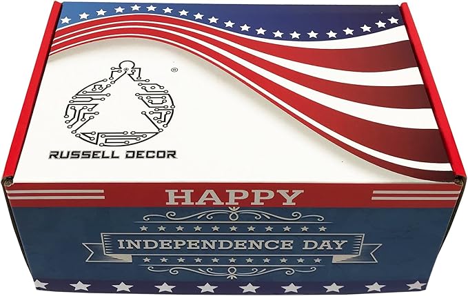 Russell Decor American Patriotic Flag Lights Curtain Lights with Stars Outdoor Indoor Waterproof Festival Party Red White Blue (6 ft x 3.5 ft)