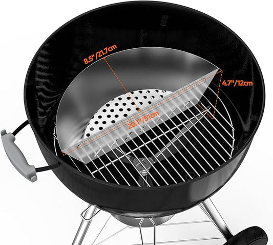 onlyfire Half-Moon Charcoal Ash Basket for Weber 22" & 26" Kettle Grills - Heavy Duty Stainless Steel Charcoal Holder for Two-Zone Cooking & Indirect Grilling
