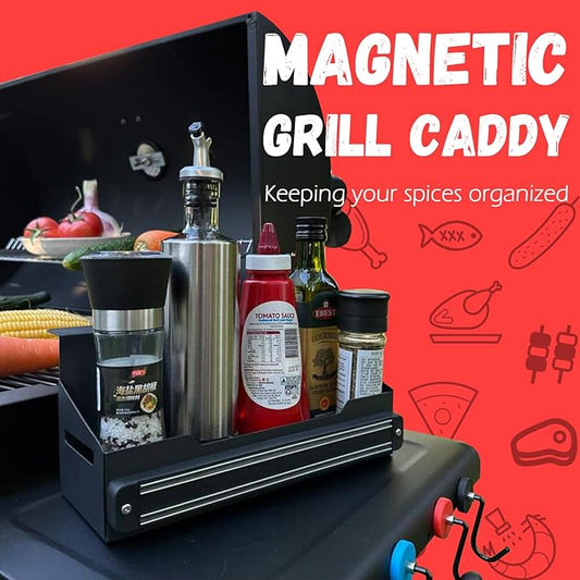 Strong Magnetic Grill Caddy for Blackstone, Heavy Duty Griddle Caddy with Tools Holder, Magnetic Space Saving Grill Accessories for Traeger Pit Boss Camp Chef Z Grills Royal Gourmet MSTER Cook