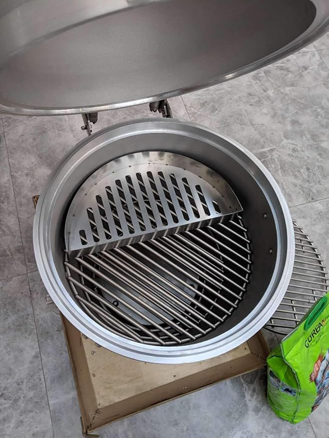 Half Moon Searing Tray Stainless Charcoal Ash Basket for Char-Griller Akorn Kamado, Blaze Grill Kamado, Pit Boss 24, and Many Large Kamado Grills