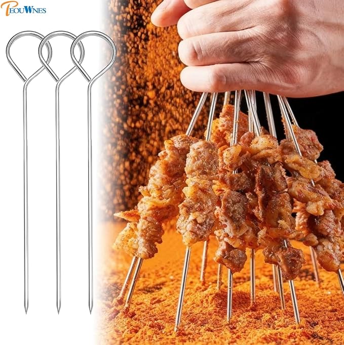 20 pcs 6 Inch Turkey Lacers for Trussing Turkey, PEOUWNES Stainless Steel Metal Skewers with Storage Box, Meat Roasting Trussing Needles for Kitchen BBQ Cooking Barbecue
