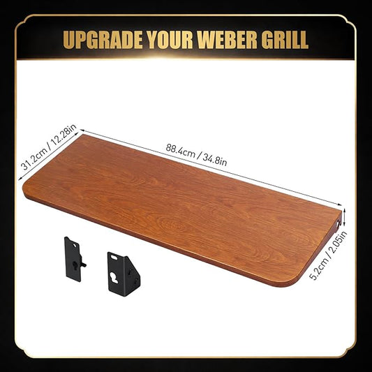 QuliMetal Foldable Front Shelf for Weber Searwood XL 600, 34.80" Grill Front Table, BBQ Prep Shelf Accessory, Quality Steel Front Shelf