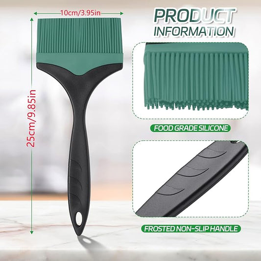 Large Silicone Grill Basting Brush - 3.95inch Extra Wide Silicone Basting Brush for Grilling,Heat Resistant Brushes Spread Oil Butter Sauce for Cooking Baking BBQ,Dishwasher Safe๏ผGreen 2๏ผ