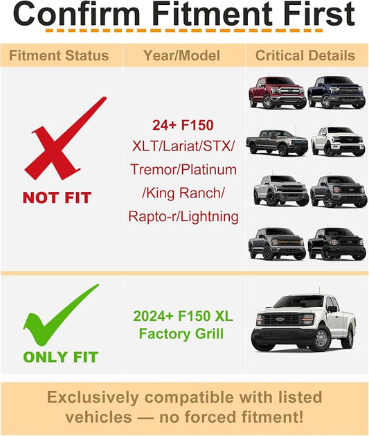 LED Grill Lights for Ford F150 2024-2026 Accessories XL Only, White | Direct-Snap F150 Front Grille Marker Lights, OEM-Style Fit, IP68 Waterproof, Raptor-Style Front-End Upgrade, Off-Road Ready