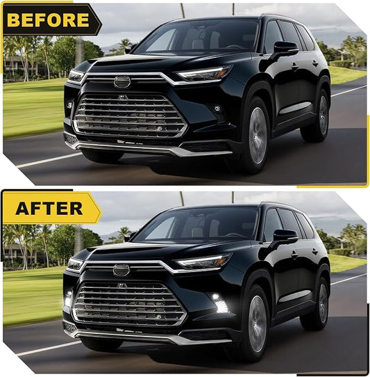 Led Fog Lights Drl for 2024 2025 2026 Toyota Grand Highlander Hybrid | Daytime Running Drl Turn Signal Lights Accessories Grand Highlander XLE Limited Platinum Sport