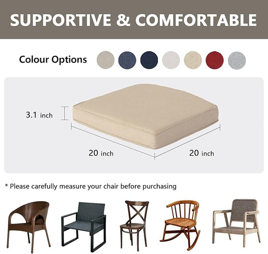 Goodgoods 20 x 20 Outdoor Chair Cushions Set of 4, 1000+ Hours Fade-Resistant & Water-Resistant Furniture Chair Cushions with 30D High-Resilience Foam for Dining Room, Patio Chair, Putty