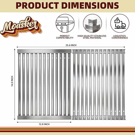 Grill Grate for TEC Gas Grill Patio II Stainless Steel Cooking Grates Replacement for TEC Gas Grill Sterling II, 12.8" W x 14.9" L, 2 Pack