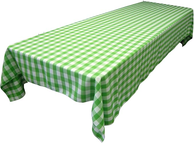 LA Linen Checkered Tablecloth, 60 by 120-Inch, Lime