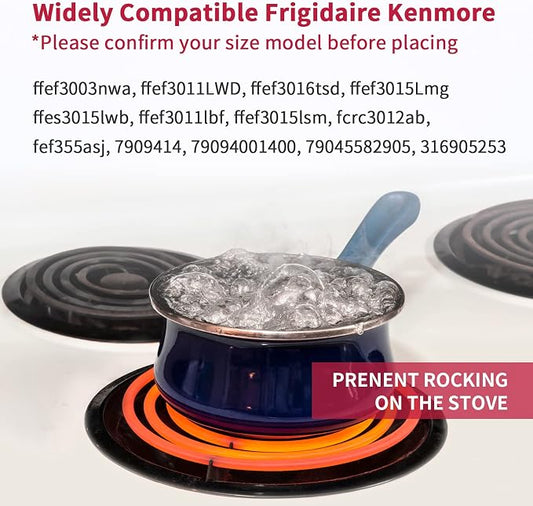 Black Stove Burner Drip Pans for Electric Stove Top - 318067051 5304430150 Perfectly Fit Frigidaire Kenmore Electric Range - 10% Energy Save by Enamel Spraying -2 x 6 in, 2 x 8 in