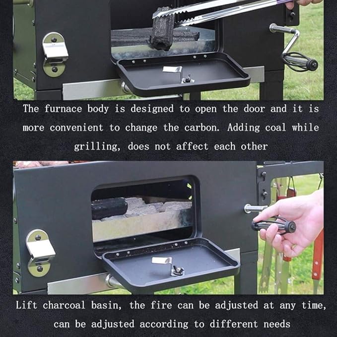 Barbecue Grill Portable Household Coarse Charcoal Barbecue, Foldable Picnic Shelf in The Field is Stable and Durable, 108X51X61cm