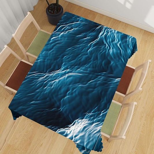 Ocean Waves Table Cloth Rectangle Tables Blue Summer Sea Beach Pool Rectangle Table Cloth Kitchen Table Decorations for Home Dinner Party 52" x 70" 4-6 Seats