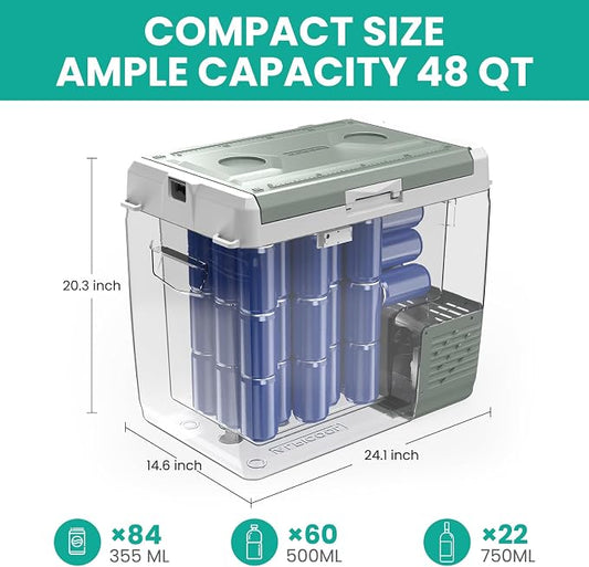Alpicool GC50 Electric Cooler for Car Refrigerator 12 Volt Car Camping Fridge 48 Quart Portable Freezer for Truck SUV RV Van Camper, Boat Travel,-4~68°F