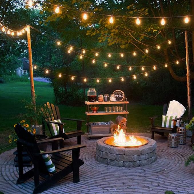 Spacenight Outdoor String Lights 30ft with 25+2 Spare LED Filament Bulbs, Dimmable Shatterproof Waterproof, for Indoor/Outdoor Decoration and Lighting, Edison Vintage Style Warm 2200K