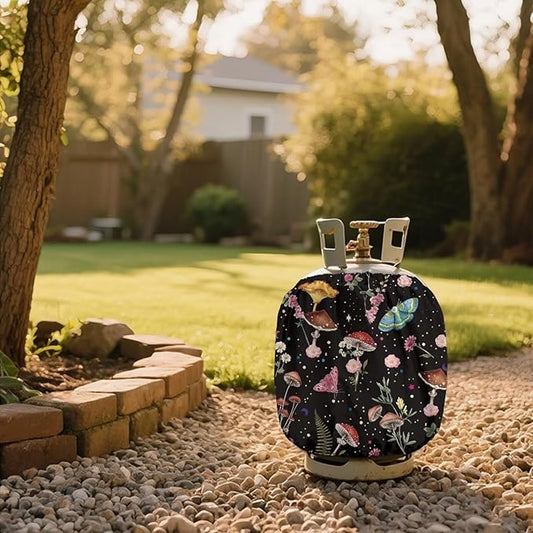 Rv Propane Tank Cover Mushroom Flower Propane Tank Cover for Rv Trailer 20 lb Cylinder Covers for Outdoor and Indoor Use Dustproof 13.7'' x 16.5''