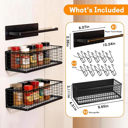 2 Pack Magnetic Storage Bin for Trae-ger Grills, Trae-ger Accessories for Smoker with Paper Towel Holder & 10 Hooks, Fits Trae-Ger Pro 22/34/575/780, Ironwood 650/885, Pit-Boss & Z-Grills