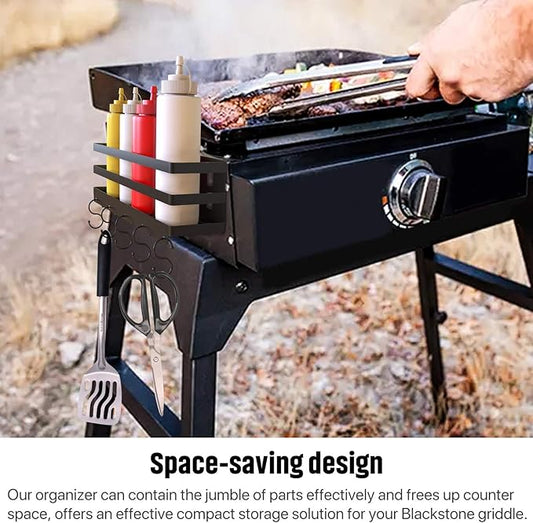 Upgraded Stainless Steel Griddle Caddy for 28"/36" Blackstone Griddles, with a Allen Key, Space Saving BBQ Accessories Storage Box, Free from Drill Hole&Easy to Install
