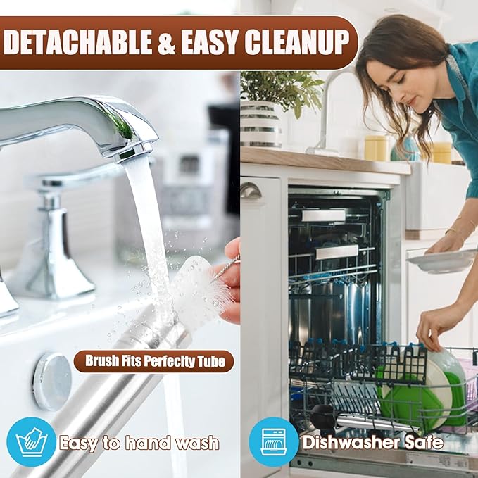 SCHVUBENR Large Turkey Baster Set - Stainless Steel Baster Tool for Cooking - Includes Basting Brush, Cleaning Brush & Injector Needles - Heavy Duty Baster Syringe - Thanksgiving, Christmas Essentials