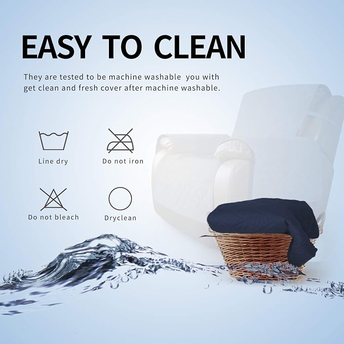 Easy-Going Reversible Couch Cover, Recliner 19 in, Navy/Ivory | Machine Washable Slipcover For Dogs, Water Resistant Furniture Mat For Living Room, Non-Slip Sofa Cover, Pet Friendly