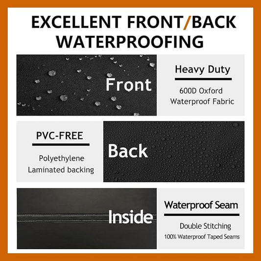 Curved Patio Furniture Cover for Outdoor Sectional Sofa, 96"(65") Reinforced Waterproof 600D Patio Sectional Couch Cover, Lawn Outside Garden Furniture Winter Protective Cover