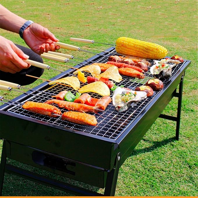 Portable Charcoal Grill, Camping BBQ Grills Outdoor Barbecue Grill, Folding Stainless Steel Charcoal Grills BBQ for Hiking Park Beach Tailgating Travel, Compact Camping Grill for 5+ People,A-1
