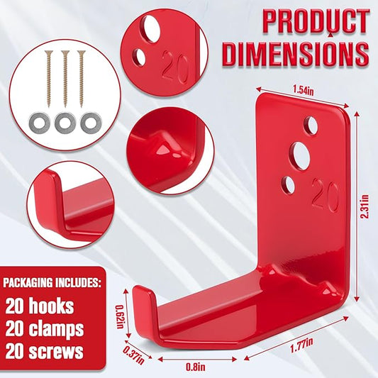 Fire Extinguisher Mount 20 Pack, Fire Extinguisher Bracket up to 66 lb, Include Screws and Gaskets, Carbon Steel Material, Easy to Install, Ideal for Workshop, Garage, or Home Use