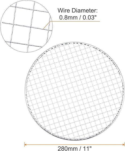 HARFINGTON 5pcs Round BBQ Grill Net 11" Dia Galvanized Iron Barbecue Mesh Mat for Baking Smoking Charcoal Grilling Roasting