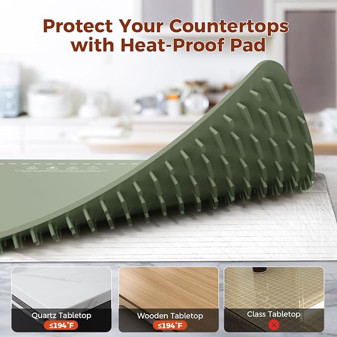 Newise Graphene Warming Mat for Food - Fast Full Surface Heating Electric Warming Tray, Portable Food Warmer for Parties Buffet with 6 Temperature and Timer Settings, Gifts for Mom Wife, Green