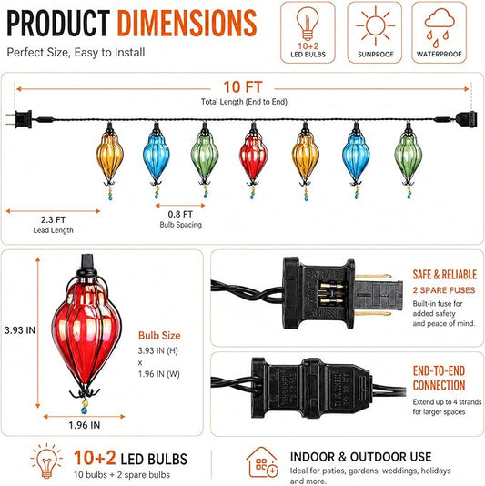 Vigdur Multicolor Flower String Lights, Decorative String Lights Plug in with 10 Bulbs Connectable, Indoor Outdoor Patio Light for Party Wedding Bedroom Bistro Cottagecore Decor