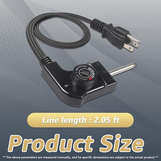 Thermostat Control Power Cable Compatible with Hamilton Beach Presto Chefman Bella Cuisinart Crux Masterbuilt George Foreman Electric Skillet Cord Replacement for Grill Griddle Smoker Fondue Pot