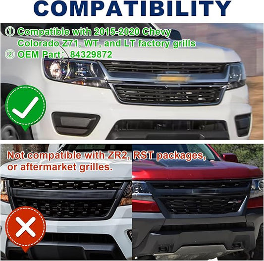 LED Front Grill Lights for 2015-2020 Chevrolet Chevy Colorado Accessories | 4Pcs Grill Light Bar Fits Colorado Z71 WT LT OEM Grille Only Waterproof Smoked Lens Colorado lights bright 5000K (White Led)