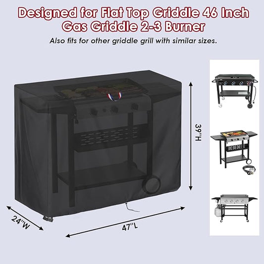 46 Inch Grill Cover for Flat Top Griddle 46" Gas Griddle Cover BBQ Covers Waterproof Propane Griddle Cover Outdoor Gas Grill Cover - 46"x24"x39"