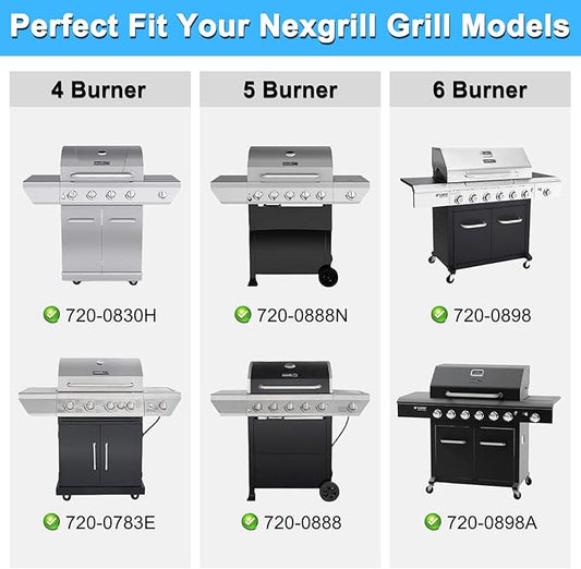 Replacement Parts for Nexgrill 720-0898, Drip Pan Grease Tray, Grill Heat Plates, Burner Tubes and Igniter for Nexgrill 720-0898 Deluxe 6 Burner Gas Grill