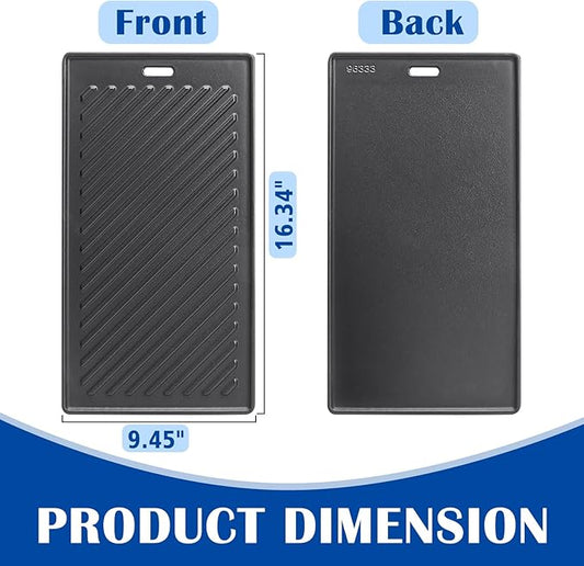 SafBbcue A005 Cast Iron Griddle for Monument Grill 14633, 25392, Mesa400, Mesa200S Replacement Parts, Reversible Grill Plate for Mesa220, Mesa200R, Mesa200B, Mesa200G, Mesa425 Gas Grill Accessories