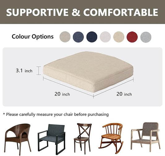 Goodgoods 20 x 20 Outdoor Chair Cushions Set of 4, 1000+ Hours Fade-Resistant & Water-Resistant Furniture Chair Cushions with 30D High-Resilience Foam for Dining Room, Patio Chair, Biscuit
