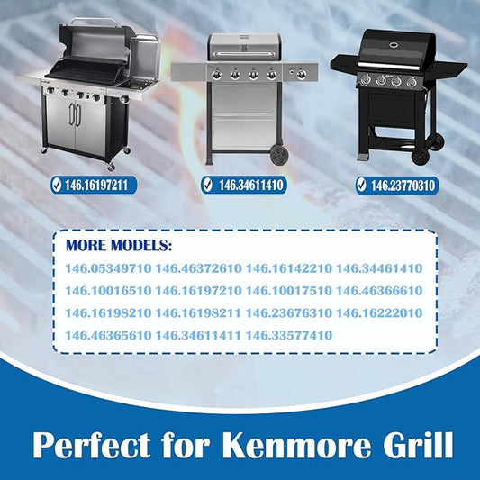 16.5 Inch Cooking Grates for Kenmore 4 Burner 146.16197211, 146.16198211, 146.34461410, 146.1001651, 146.10016510 146.16197210 146.16142210 Gas Grill Replacement Parts, Cast Iron Grill Cooking Grids