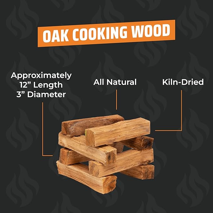 Oak Cooking Wood Box by Kindled Provisions - 30lbs 12" Kiln Dried Oak Smoking Wood & Grilling - Robust Flavor Oak Wood Chunks for Smokers - Premium Southern Appalachian Hardwood - for Beef, Pork, Fish