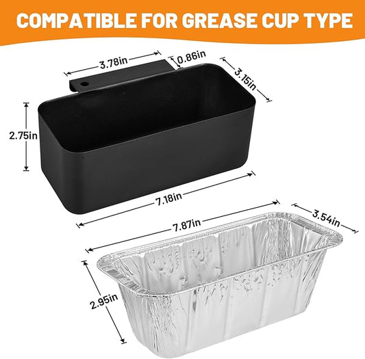 15-Pack Grease Cup Liners + Metal Griddle Grease Catcher Compatible with Blackstone Griddle, Aluminum Foil Drip Pan Grease Catcher Cup Liner for Blackstone Griddle 17, 22, 28, 36 Inch