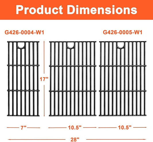 17" Grill Grates for Charbroil Performance 5 Burner 463448021 463451022 463455021 463456022 463449021, Cooking Grids for Charbroil Grills, Replacement Parts for G426-0004-W1 G426-0005-W1, Cast Iron