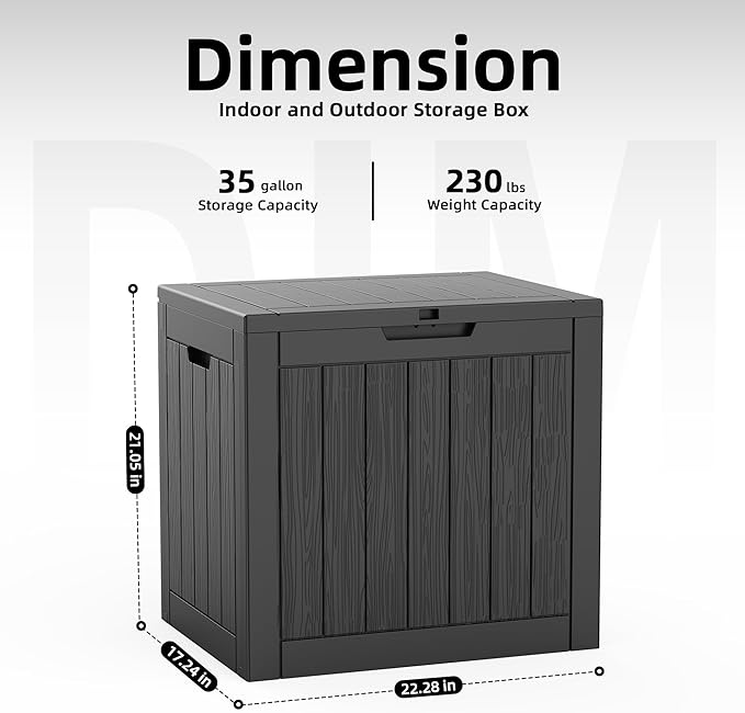 Resin Deck Box Outdoor Storage Box Waterproof for Patio Furniture,Outdoor Cushions,Garden Tools and Pool Suppliesblack