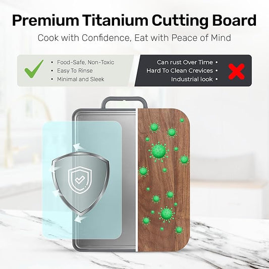 Chopzilla XL Titanium Cutting Board, Food Safe Double Sided PP and Titanium Cutting Boards for Kitchen with Etched-In Ruler for Meats, Vegetable Chopping, Dishwasher Safe - 15.75" x 10.5" (1 Pk)