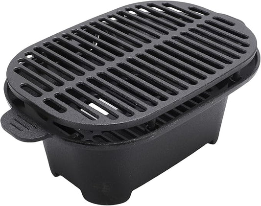 Keenso Cast Iron Grill, Lightweight and Compact Charcoal Hibachi Grill, Adjustable Grate for Outdoor Cooking, Ideal for Japanese BBQ Gatherings