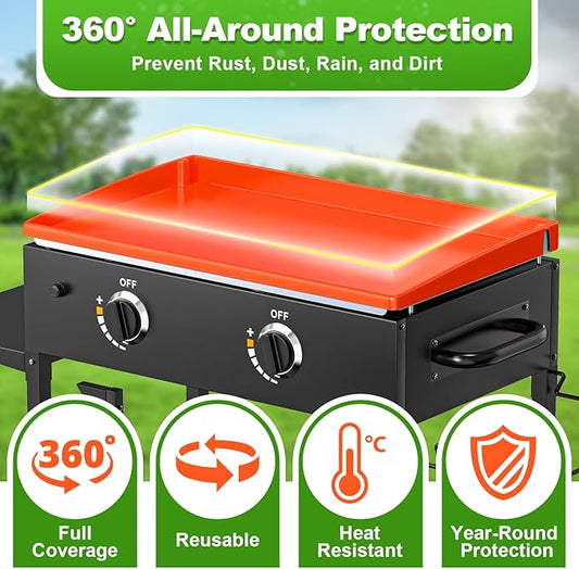 LOPNUR Full-Edge Silicone Grill Cover 28 Inch for Blackstone Griddle, Upgraded Heavy Duty Food Grade Silicone Mat for Blackstone Griddle Accessories, Protects Outdoor Grill from Dust and Rust Yearly