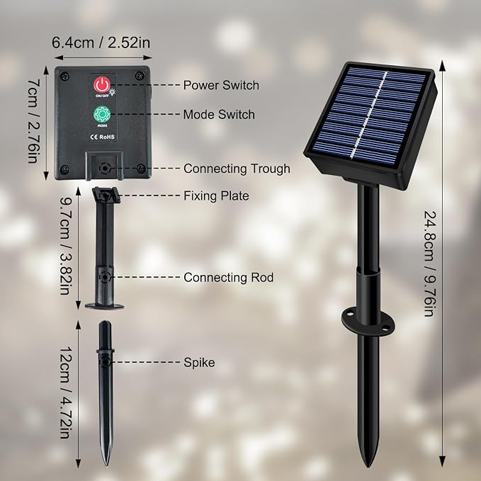 Solar String Lights Outdoor 2 Pack Total 66FT 200LED Solar Fairy Lights Waterproof 8 Modes Twinkle Solar Lights for Patio, Garden Yard Party Wedding Tree Christmas Halloween Decoration, White