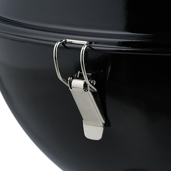 Relaxdays Portable Kettle Barbecue, Ø 37 cm, Round Charcoal Grill, for Garden & Picnics, BBQ with Lid & Tongs, Black, Steel, Nylon, Stainless steel