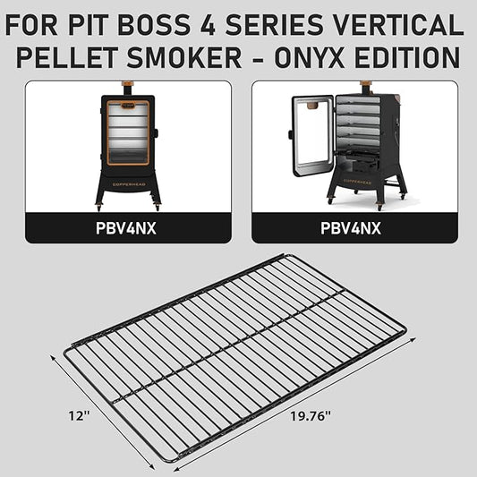 Utheer Cast Iron Porcelain-Enamel Cooking Grates for 4 Series Vertical Pellet Smoker - Onyx Edition PBV4NX, 5 Pack Smoking Rack Set 19.76" × 12", Replacement Smoker Racks