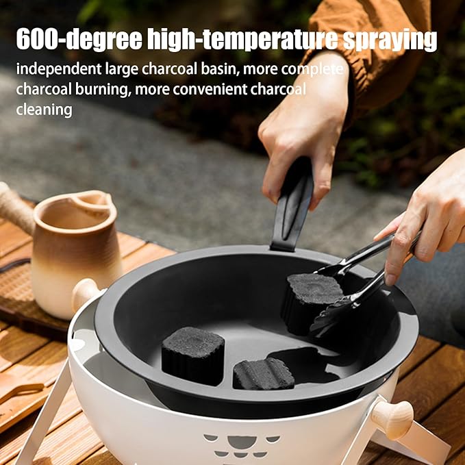 BBQ Grill Charcoal - Foldable Portable Small Stove - Barbeque Grill with Anti-Scalding Handle | for Outdoor Garden Table Travel Picnic Pan-Fried Meat Tea Brewing Hot Pot Cooking